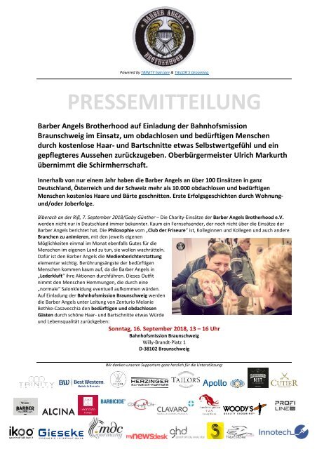 Pressemitteilung Barber Angels in Braunschweig am 16. September 2018