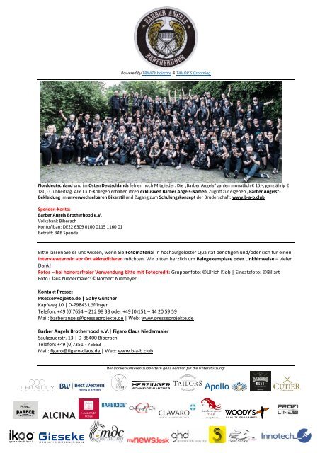 Pressemitteilung Barber Angels in Braunschweig am 16. September 2018