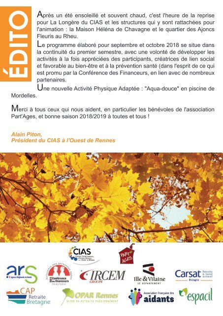 Programme de La Longère Septembre / Octobre 2018