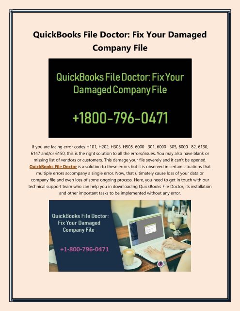 QuickBooks File Doctor: Fix Your Damaged Company File