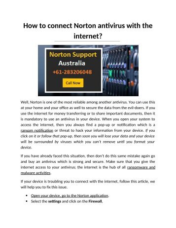 How to connect Norton antivirus with internet