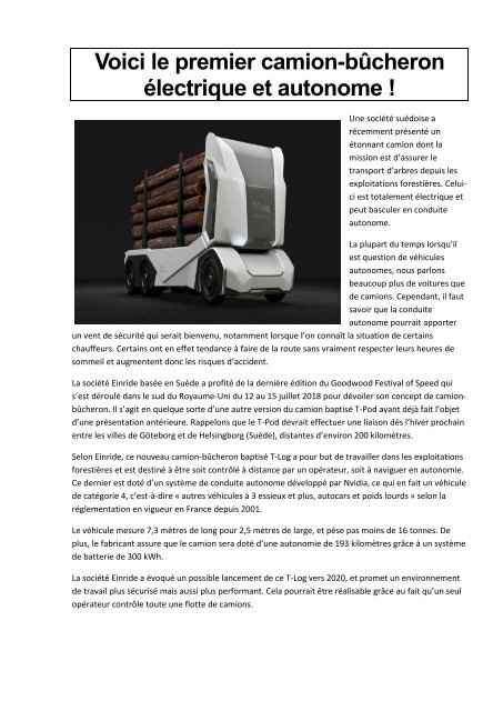 Voici le premier camion