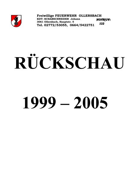 Feuerwehr Ollersbach Rückschau 1999 bis 2005