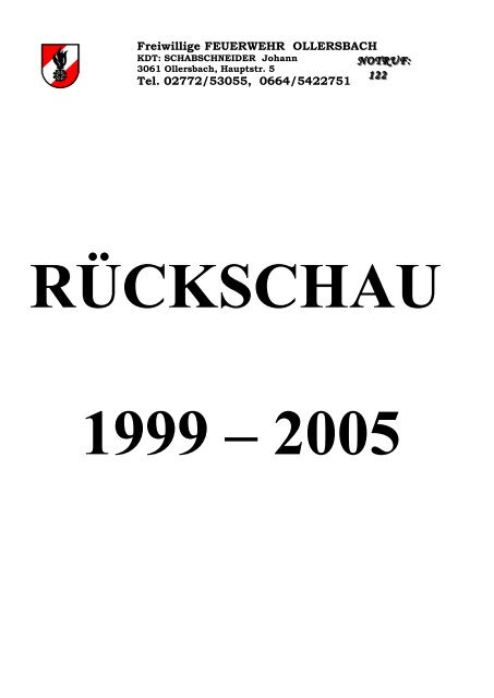 Feuerwehr Ollersbach Rückschau 1999 bis 2005