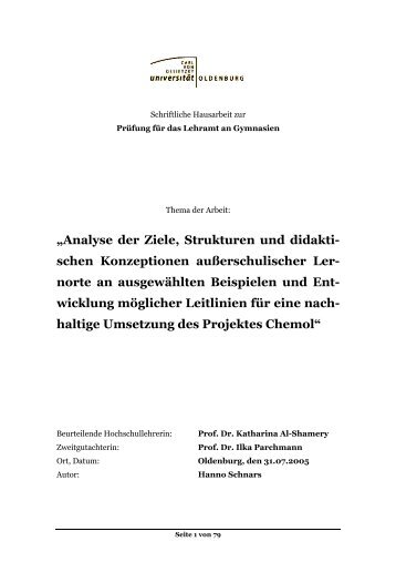 „Analyse der Ziele, Strukturen und didakti- schen Konzeptionen ...