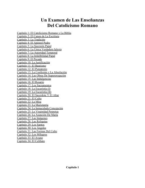 Un Examen Doctrina Católica Romana