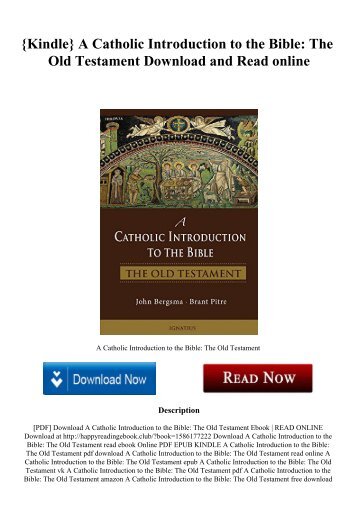 {Kindle} A Catholic Introduction to the Bible The Old Testament Download and Read online