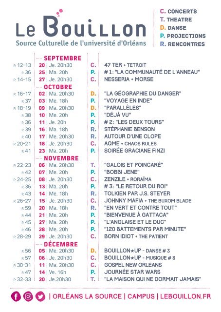 Programme Septembre-Décembre 2018