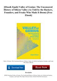 [EbooK Epub] Valley of Genius The Uncensored History of Silicon Valley (As Told by the Hackers  Founders  and Freaks Who Made It Boom) [Free Ebook]