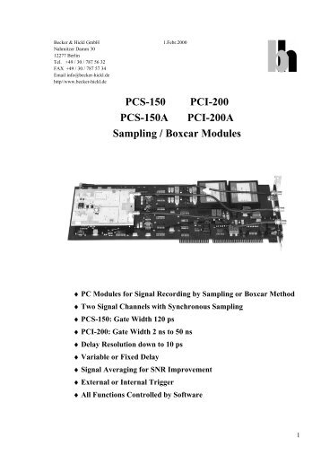 PCS-150 PCI-200 PCS-150A PCI-200A Sampling / Boxcar Modules