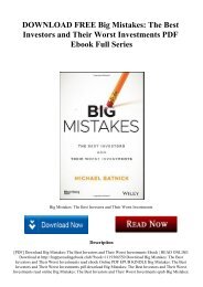 DOWNLOAD FREE Big Mistakes The Best Investors and Their Worst Investments PDF Ebook Full Series