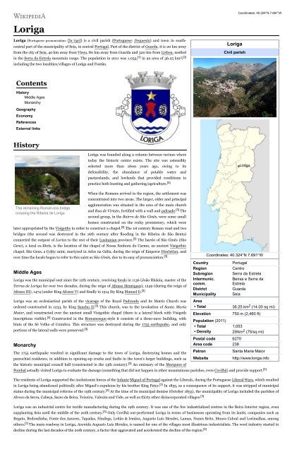 Loriga   Wikipedia, the free encyclopedia – Article created by the historian António Conde