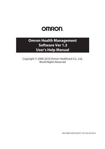 Omron Health Management Software Ver 1.3 User's Help ... - Fonq.nl