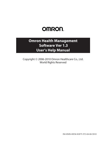 Omron Health Management Software Ver 1.3 User's Help ... - Fonq.nl