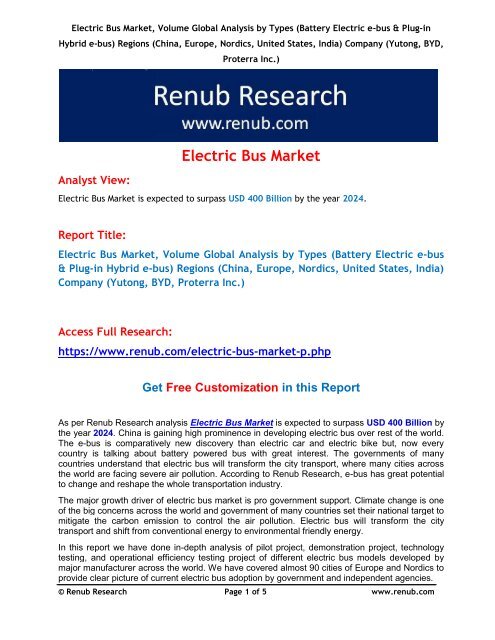 Electric Bus Market is expected to surpass USD 400 Billion by 2024