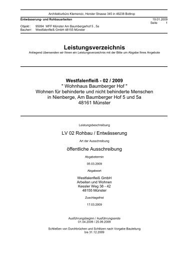 Anlagen zum Leistungsverzeichnis: 01 ... - Westfalenfleiß