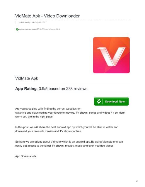 Vidmate Apk Video Downloader