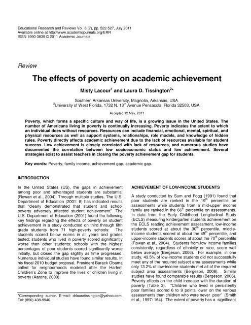research paper about the effects of poverty on education