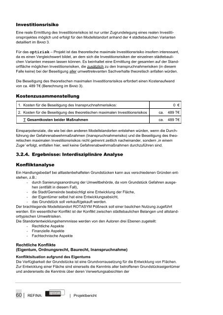 Die städtebauliche Optimierung von ... - optirisk.de