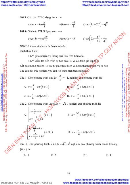 Rèn luyện kĩ năng giải toán cho học sinh yếu kém qua dạy học giải phương trình lượng giác ở trường trung học phổ thông (2018)