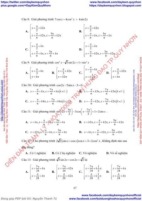 Rèn luyện kĩ năng giải toán cho học sinh yếu kém qua dạy học giải phương trình lượng giác ở trường trung học phổ thông (2018)