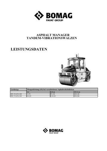 leistungsdaten asphalt manager tandem-vibrationswalzen - Bomag