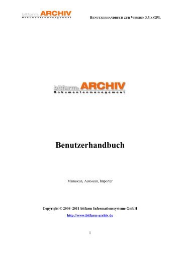 Benutzerhandbuch - bitfarm-Archiv Dokumentenmanagement