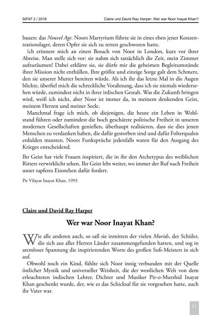 Noor-un-Nisa Inayat Khan - SIFAT Sonderheft 2/2018 - Leseprobe