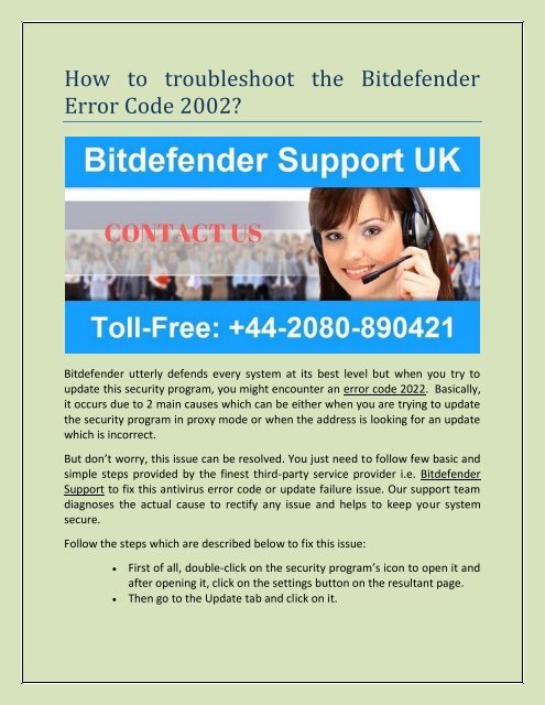 How To Troubleshoot The Bitdefender Error Code 02