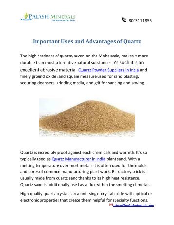 Important Uses and Advantages of Quartz