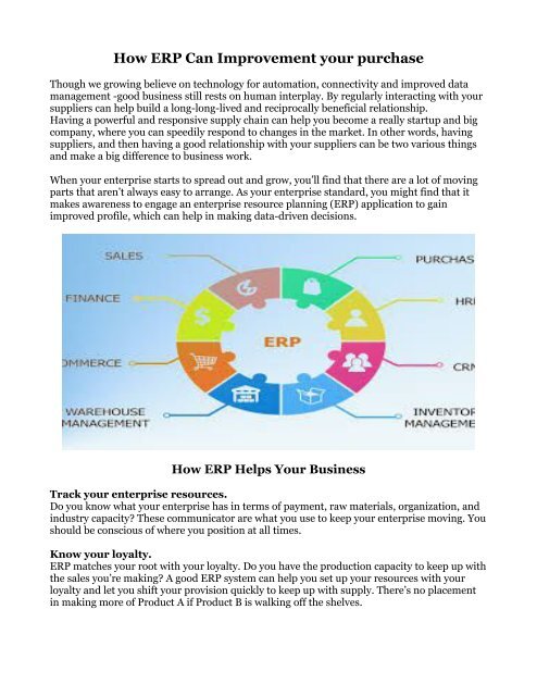 How ERP Can Improvement your purchase