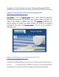 Supplier of Talc Powder in India Thailand Bangkok PRM