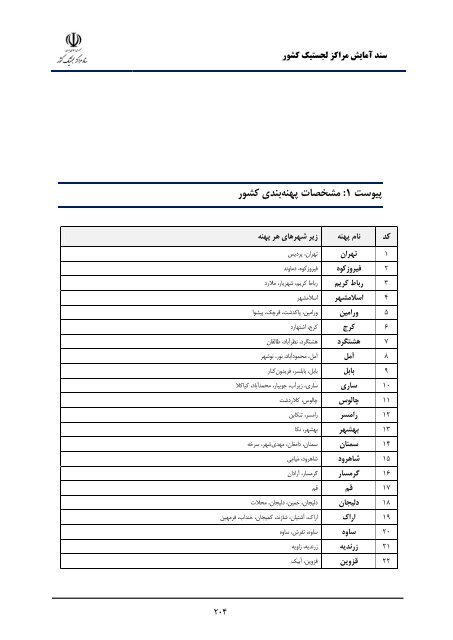 Iran Logistic Centers Planning Document