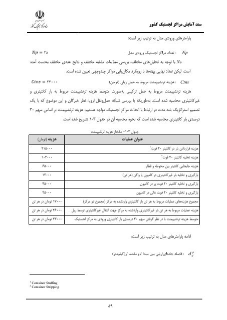 Iran Logistic Centers Planning Document