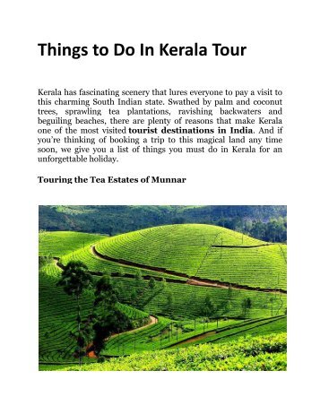 Things to Do In Kerala Tour