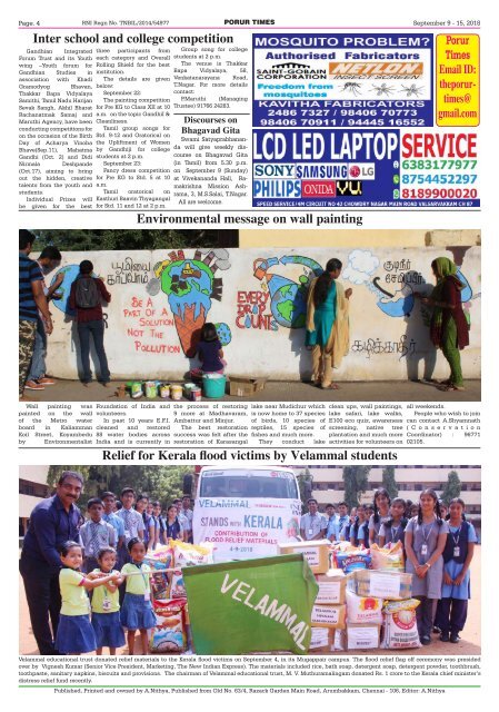 Porur Times epaper published on Sept 9