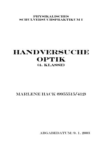 Handversuche Optik (4. Klasse)