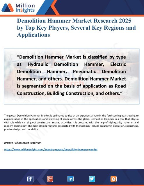 Demolition Hammer Market 2025 Research Report with Major New Feature