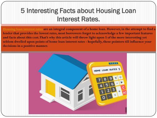 5 Interesting Facts about Housing Loan Interest Rates.