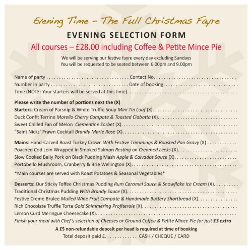 Bay Horse Christmas Menus 2018