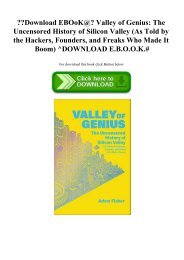 Download EBOoK@ Valley of Genius The Uncensored History of Silicon Valley (As Told by the Hackers  Founders  and Freaks Who Made It Boom) ^DOWNLOAD E.B.O.O.K.#