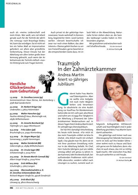 Die monatliche Zeitschrift für alle niedersächsischen Zahnärzte