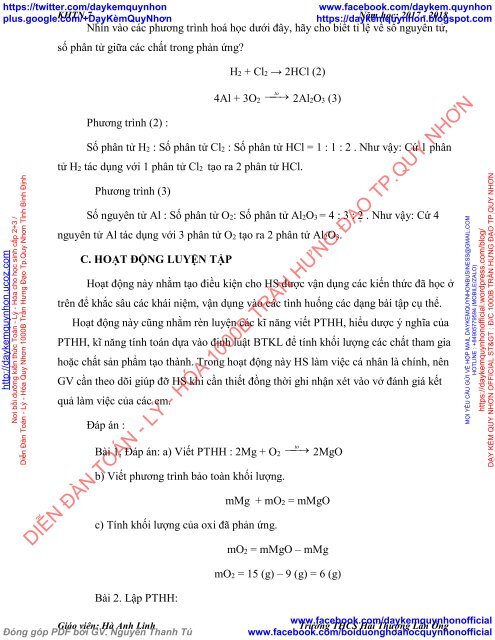 GIÁO ÁN KHTN LỚP 7 TRƯỜNG HỌC MỚI VNEN PHÂN MÔN HÓA HỌC - GV HÀ ANH LINH - TRƯỜNG THCS HẢI THƯỢNG LÃN ÔNG