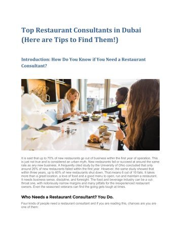 Top Restaurant Consultants in Dubai