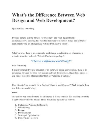 Difference of Web Design and Web Development | Grow Insight