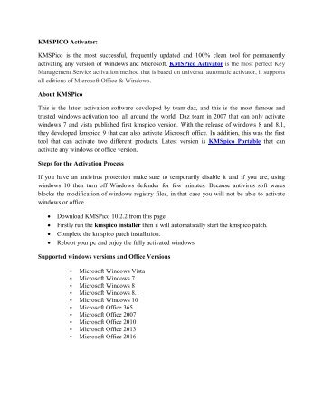 KMSPICO Activator Windows MS Office
