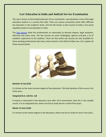 Law Education in India and Judicial Service Examination