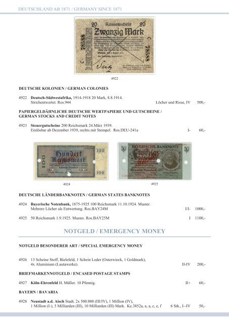 82. Auktion - Banknoten-Spezial - Emporium Hamburg