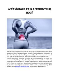 4 Ways Back Pain Affects Your Body