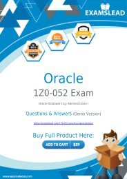 Best 1Z0-052 Dumps to Pass Oracle Database 11g Administrator Certified Associate 1Z0-052 Exam Questions